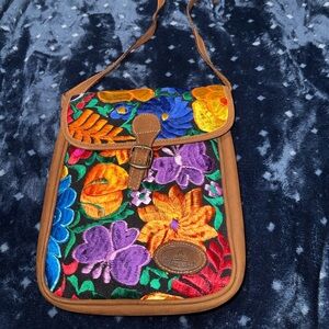 Colorful Floral Embroidered Crossbody Bag